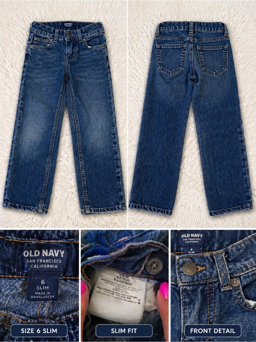 Old Navy Kids Slim Fit Jeans in Dark Blue Wash